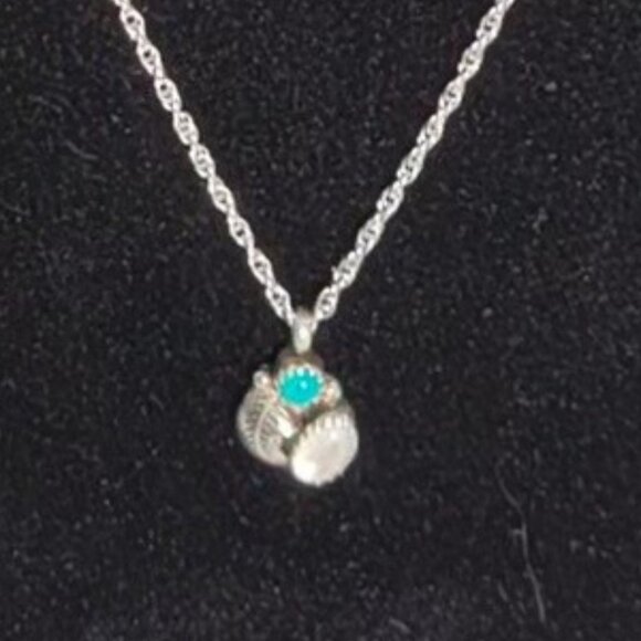 Blue stone With Irredescent Stone Necklace - Picture 2 of 5